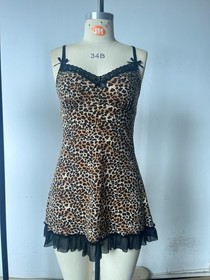 Women's Sexy Lingerie Sleepwear Babydoll leopard Lace Dress Underwear Nightwear