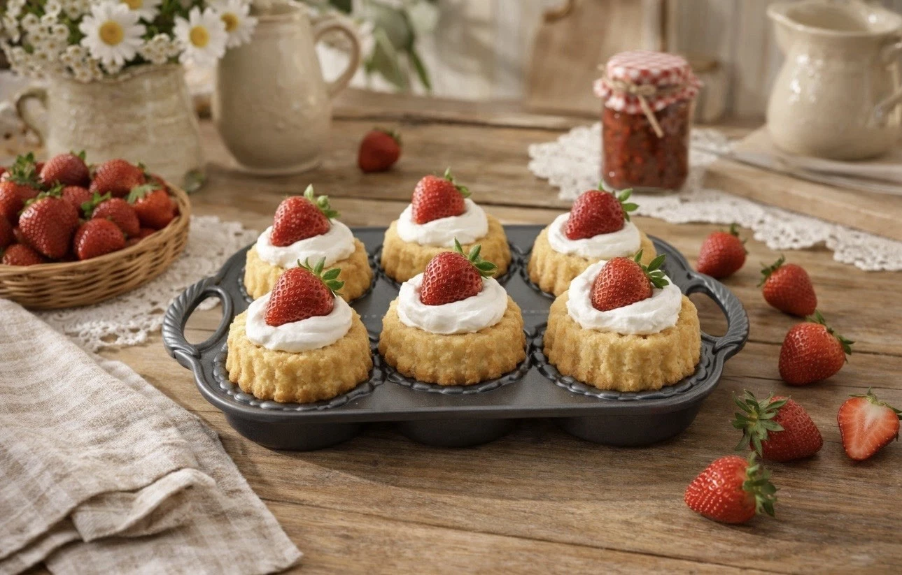 Nordic Ware Cast Aluminum Strawberry Shortcake Baskets Pan NEW Cake Pan