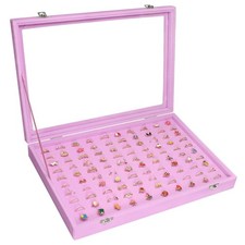 Rings Organizer Tray 100 Slot Velvet Rings Earring Storage Box TranSparent