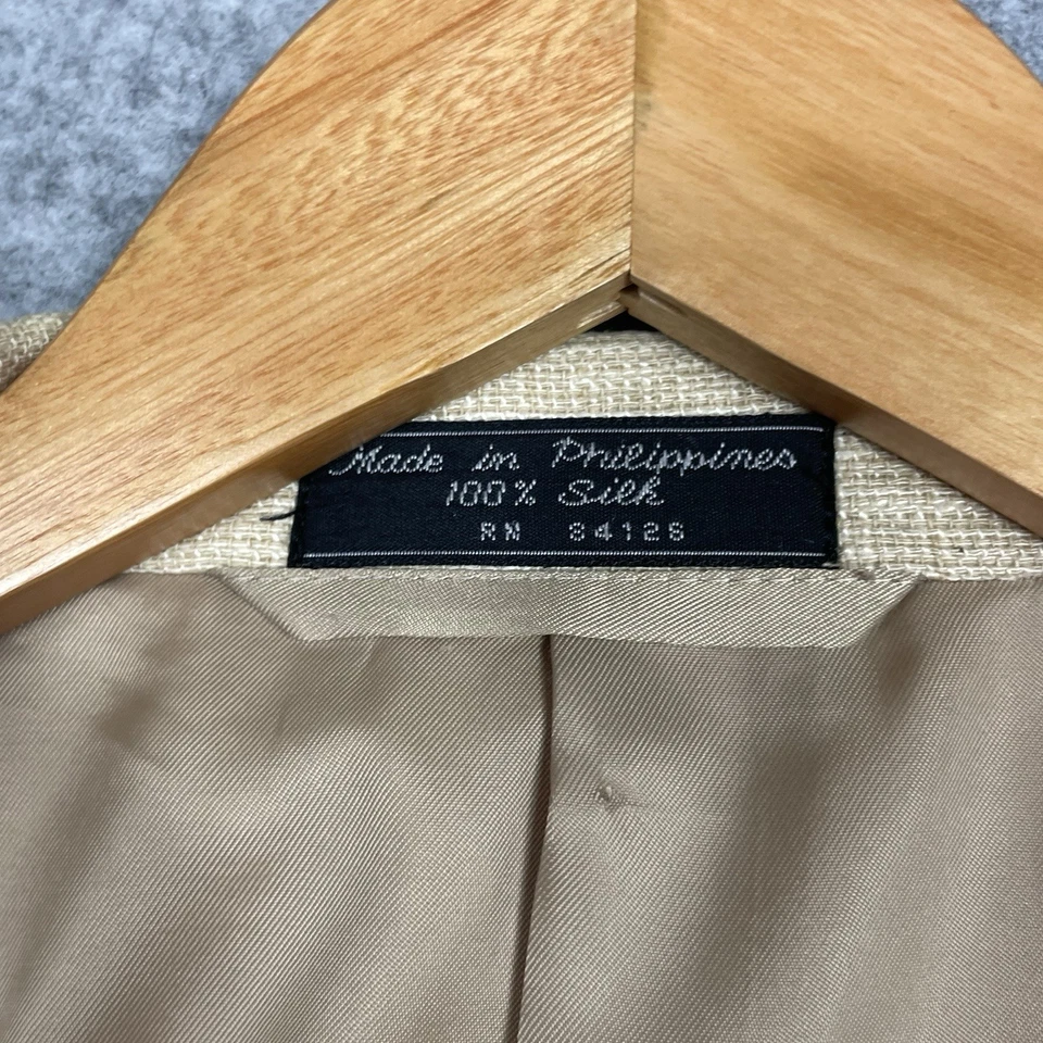 Abrigo deportivo Barrington 100 % seda de colección para hombre 48L beige tweed 3 botones Foto 4 de 4