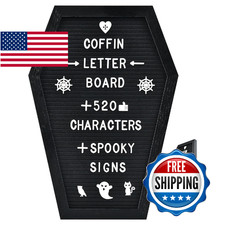 Coffin Letter Board 16x11" Spooky Halloween Characters Wooden Stand Gift