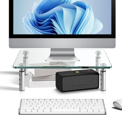 GLASS Monitor Stand with Height Adjustable for Home Office 2 Pack Laptop Riser