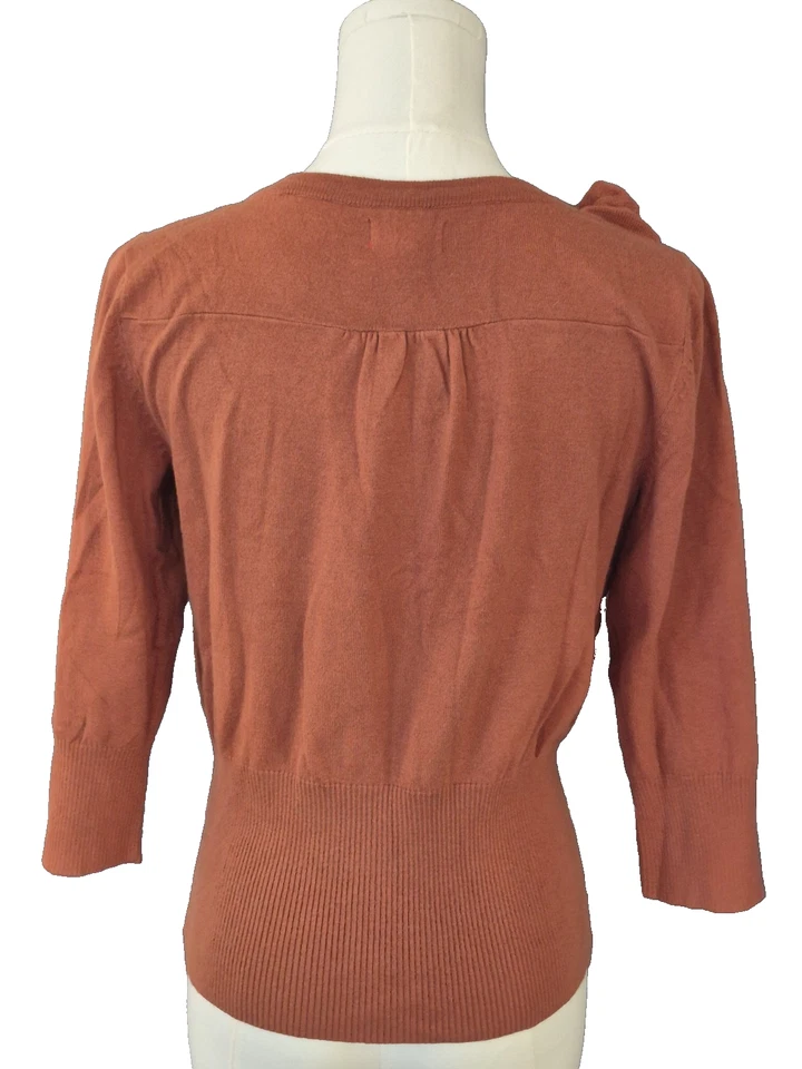 Cárdigan suéter para mujer Elle naranja rústico talla S calcomanía floral recortada 3/4 SLV Foto 2 de 4