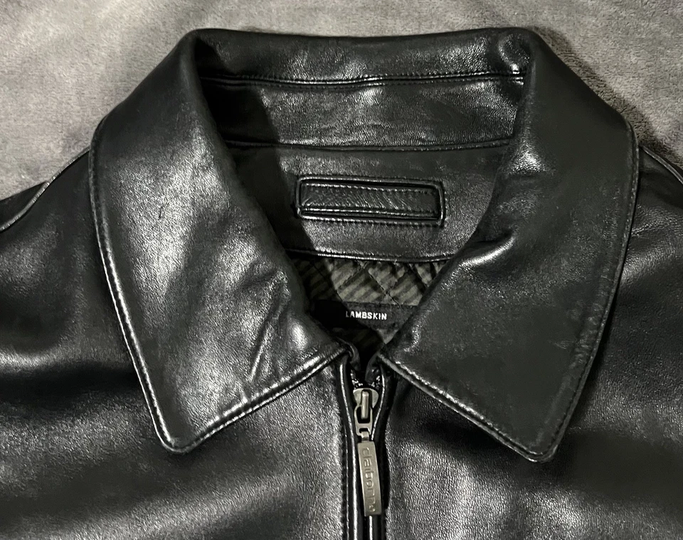 Chaqueta Liz Claiborne Cremallera Completa 100% Cuero Negro Genuino Hombres XXL Foto 3 de 4