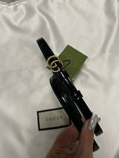 New Gucci Double G Super Thin Belt Color Black Patent Leather Size 85/34