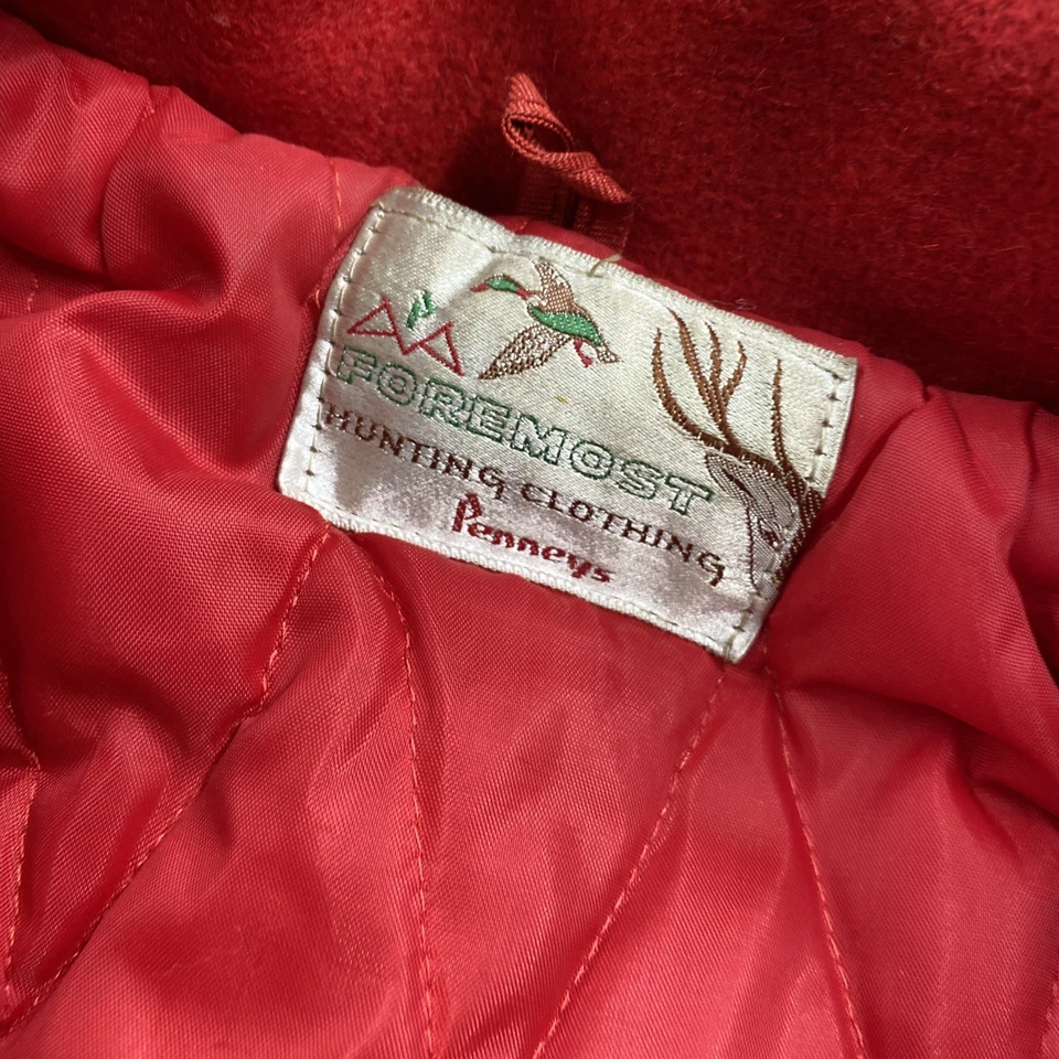 Jaqueta Penneys de Lã Vintage 50S Masculina L Vermelha 60S Casaco Forrado em Colcha com Zíper - Imagem 3 de 4