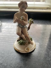 Capodimonte Porcelain Figurine Maria Angela CherubChild/Flowers HandPainted 1982