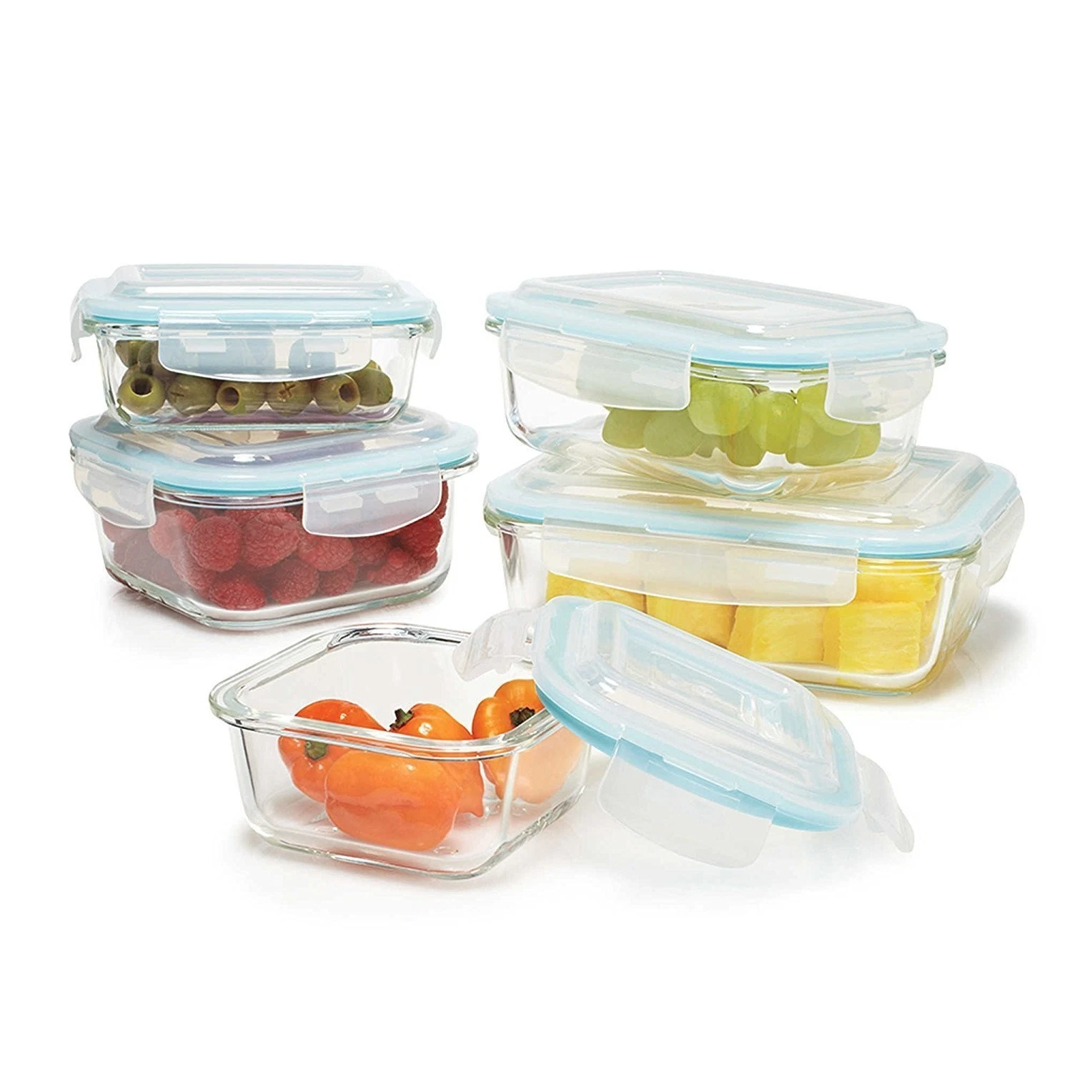 Gourmet Home Products 10 Pc Glass Food Storage Container Set Variable, Clear