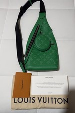 Louis Vuitton Green Monogram Sling Bag w/ Coin Purse, Detachable Strap, Zip