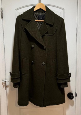 Talbot's Olive Green Women's Wool Coat - Size 10