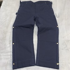 Carhartt OR4393-M Firm Duck Insulated Bib Overalls Navy Loose Fit Men  s L NWT