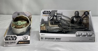 Star Wars Mandalorian RC Speeder Bike & The Child / Pram RC - new
