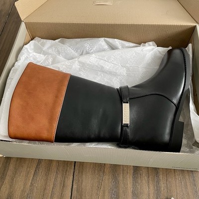 New Kenneth Cole Reaction Kelly Riding Boots Girl s Size 2 Black And Brown