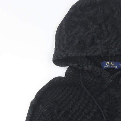 Polo Ralph Lauren Para Mujer Negro Tejido Waffle Sudadera con Capucha Jersey M - Imagen 11 de 12