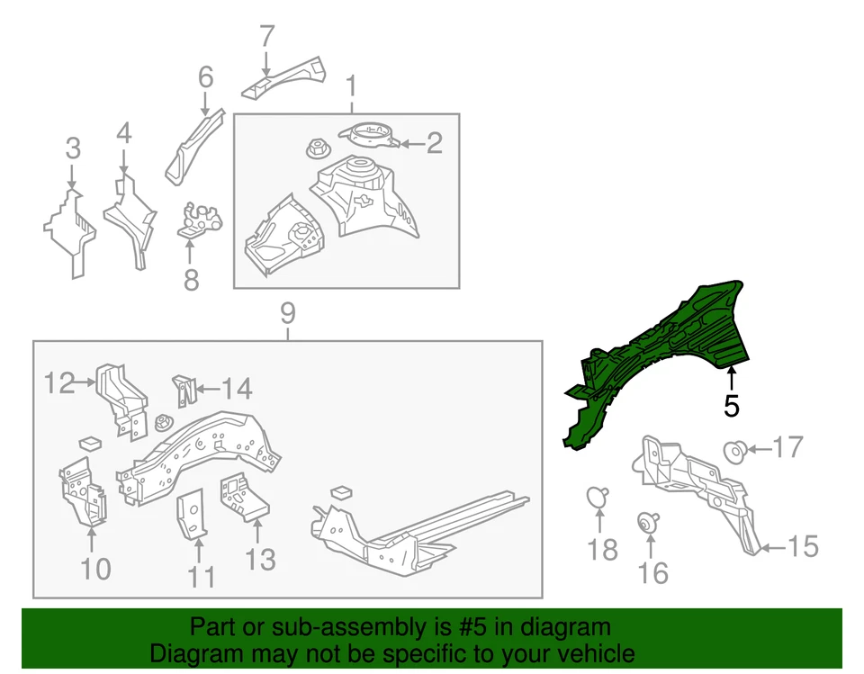 Compartimiento del motor delantero genuino del lado del conductor GM 23470020 Foto 3 de 3