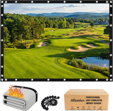 Gray Fireproof Golf Simulator Impact Screen, 3D Air Mesh Impact Screen Heavy Dut