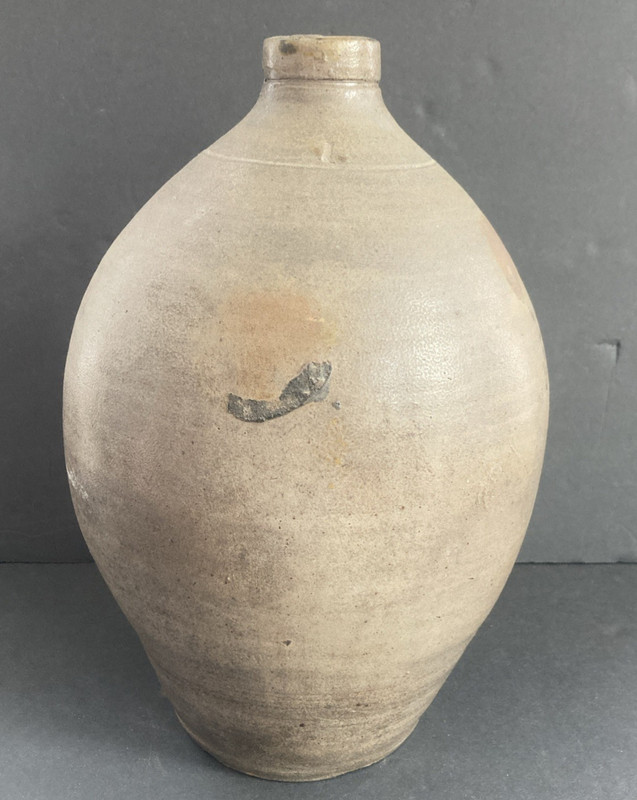 PRIMITIVE 12" TALL STONEWARE OVOID JUG
