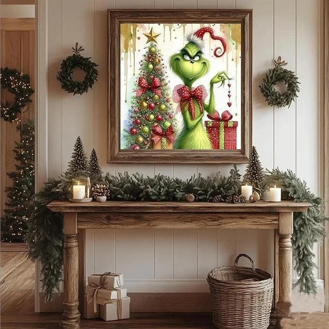 Kits de arte de diamantes de árbol de Navidad para adultos, kits de pintura de diamantes 5D de Navidad Fu Foto 3 de 4