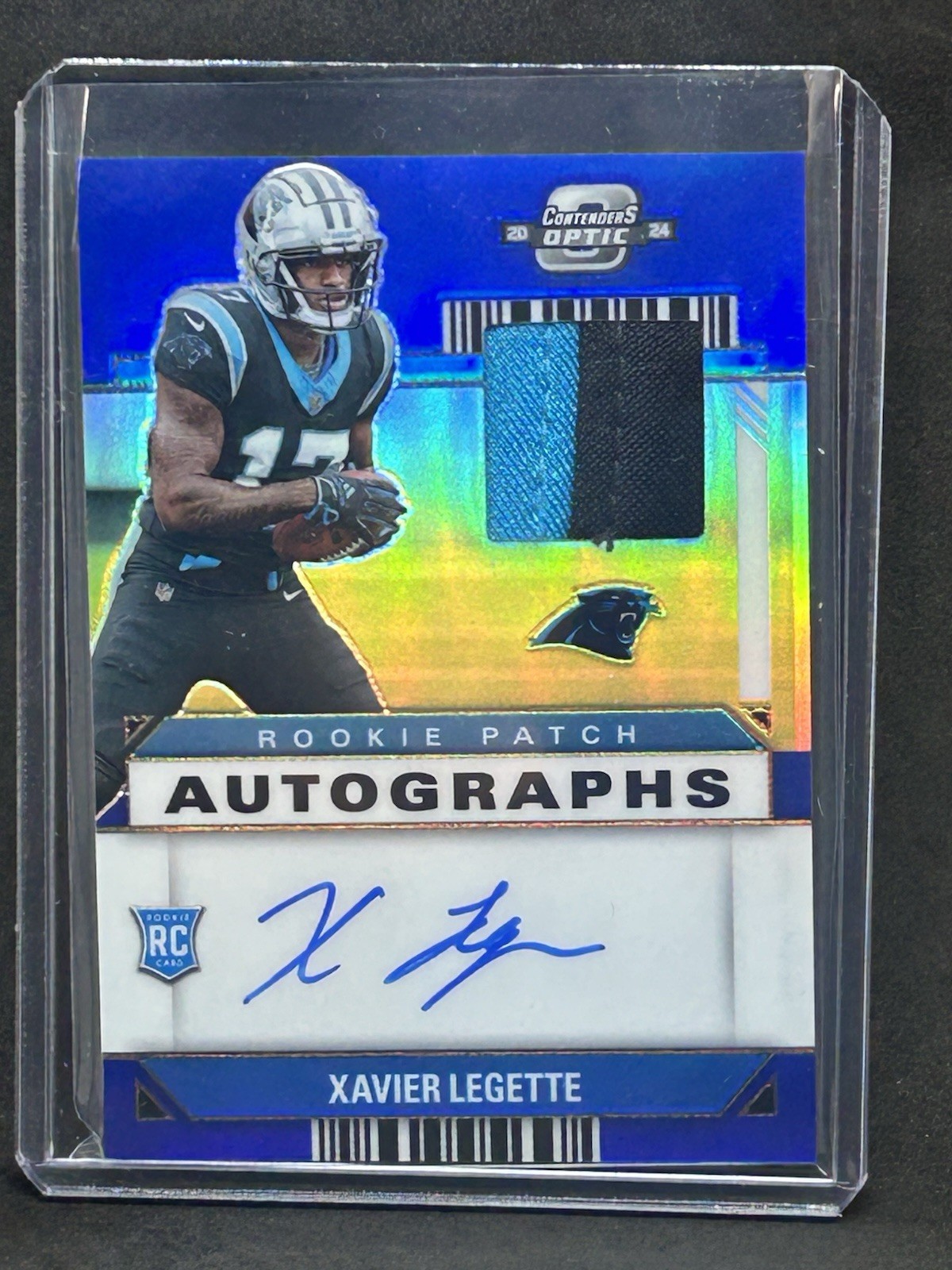 Xavier Legette 2024 Panini Contenders Optic BLUE PRIZM Rookie Patch AUTO /50 A2