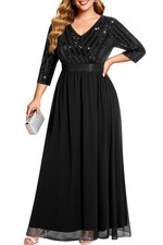Black Formal Dresses for Women Plus Size Long Gowns Evening Ball Elegant