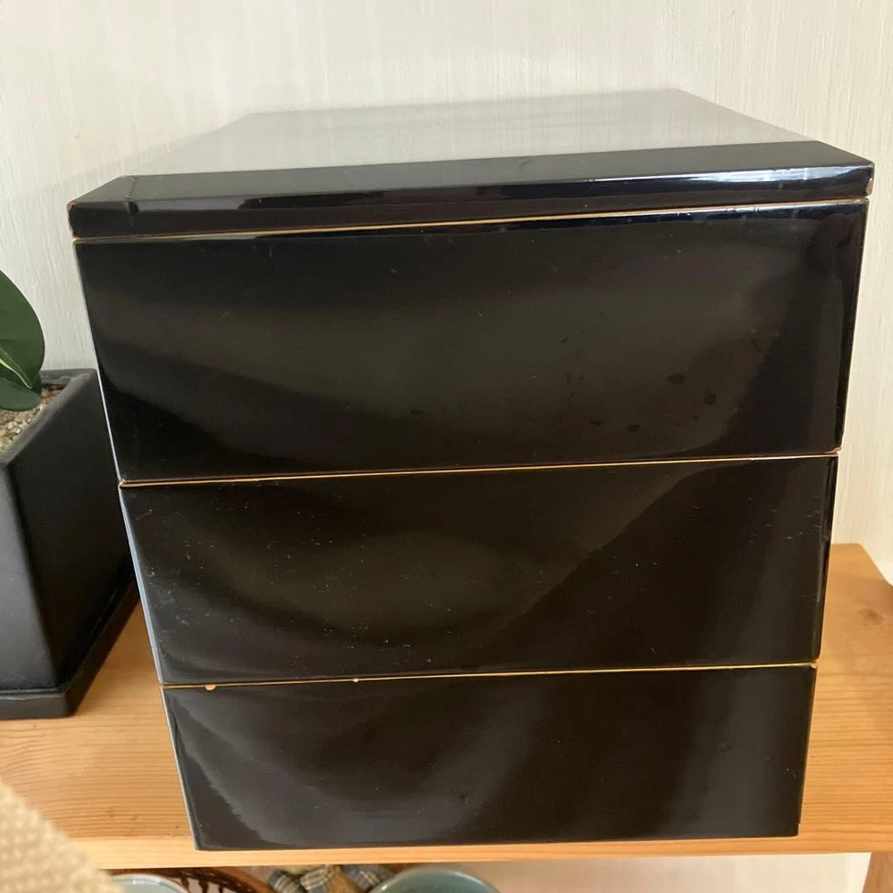 Jubako Bento Box Japanese Antiques Vintage Wooden Lacquer Lacquered Oju 3 Tiers Jubako Bento Box Japanese Antiques Vintage Wooden Lacquer Lacquered Oju 3 Tiers