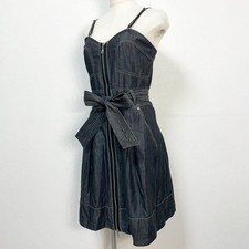00s D&G Dolce & Gabbana Y2K Denim Corset Double Zip Dress IT 38 Archive Italy