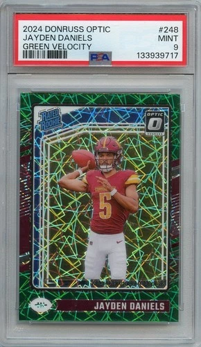 2024 Donruss Optic Jayden Daniels GREEN VELOCITY Prizm Rookie RC #248 PSA 9 Mint