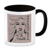 Time For Coffee Kaffeebecher In Schwarz Mit Spruch