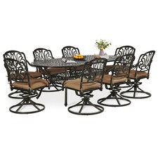 9-Piece Patio Dining Set Outdoor Patio Table and Chair Set W/ Oval table seats 8