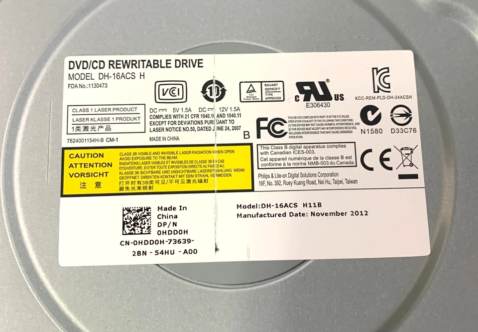 Lite-On DH-16ACS H DVD/CD-RW Drive 0HDD0H HDD0H - Black Bezel - Image 4 of 4