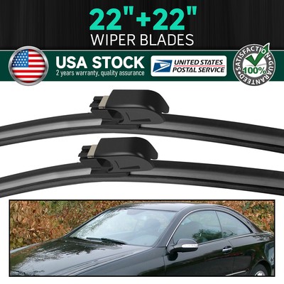 Set Of 22''+22'' Windshield Wiper Blade For Mercedes-Benz C CLK Class 03-09