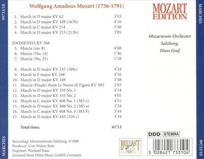 HANS GRAF / SALZBURG MOZARTEUM ORCHESTRA MOZART: MARCHES NEW CD