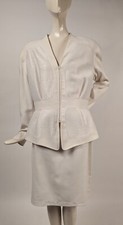 MOD VINTAGE DESIGNER THIERRY MUGLAR 2 PC WHITE ON WHITE SUIT 