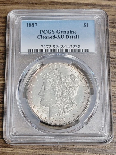 1887 $1 Morgan Silver Dollar Coin PCGS Genuine Cleaned-AU Detail