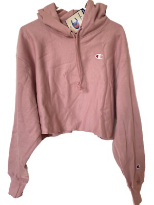 NWT sz 2X Champion Women's Reverse Weave Rose Pink Cropped Sweatshirt Hoodie