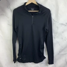 Athleta Sweater 1/4 Zip Seamless Base Layer  Black Size M Athletic Workout Run