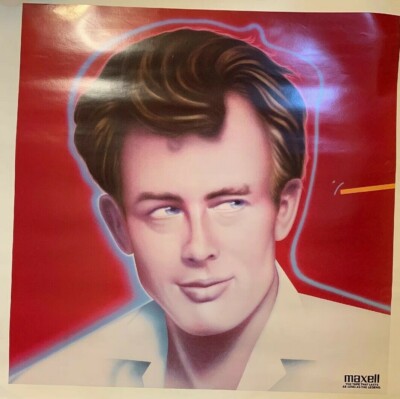 James Dean Maxell Tape Advertising Poster 1986 Vintage Guy Fery 28 x 38