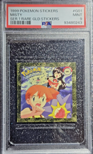 PSA 9 Mint 1999 Pokemon Sticker ~ Misty ~ ArtBox Series 1 Rare Gold #G01