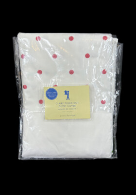 Pottery Barn Kids Twin Duvet Embroidered Pink Polka Dots Claire 100% Cotton NEW