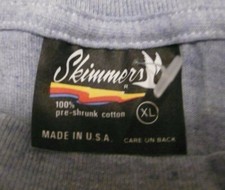 Men's Plain / Blank Blue XL Skimmers 100% Cotton T-Shirt Made in USA Vtg. / New