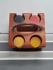 Vintage Bakelite Catalin Poker Chip Caddy Butterscotch Red Blue Black Chips TJ