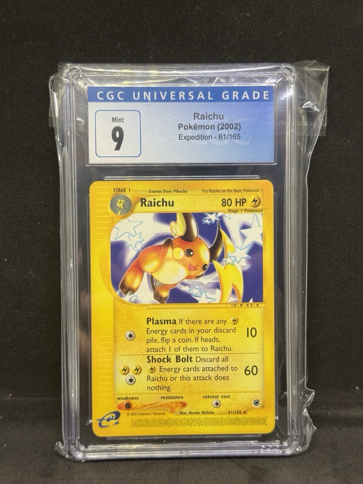 Raichu 61/165 Rare Pokemon Expedition CGC 9