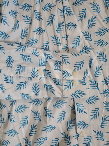 bar lll Herren Hemd weiß mit blauem Blätterprint Gr. Medium - Bild 4 von 6