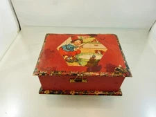 VINTAGE CHILD'S SEWING GIRL FISHING DESIGN WITH THREAD, BUTTONS & THIMBLES