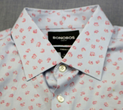 Bonobos Mens Blue Floral Print Standard Fit Stretch LS Button Shirt NEW  XL 16.5