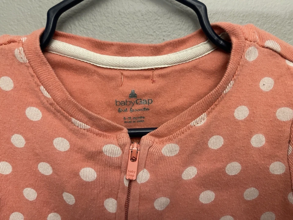 Bebé Gap Bebé Niña Cintura Elástica Lunares 100% Algodón Cremallera 1 Pieza Rosa 6-12M Foto 3 de 4