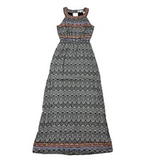 THML Black White Printed Embroidered Sleeveless Maxi Dress Size XS