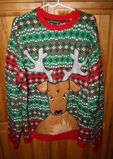 Blizzard Bay UGLY CHRISTMAS SWEATER Reindeer Drink Holder Mens Size XL NEW