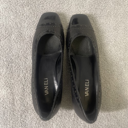 VANELI Pumps Women's Sz 6.5M Black Patent Leather Block Heel Slip On - Picture 7 of 14