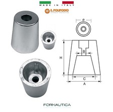 ANODO IN ZINCO OGIVA TIPO RADICE PER ASSI E ELICHE - ANODI OGIVE RADICE VARI Ø